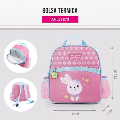 Conjunto De Mochila De Rodinha, Lancheira Térmica, Pote E Garrafa Pimpolhos Rosa