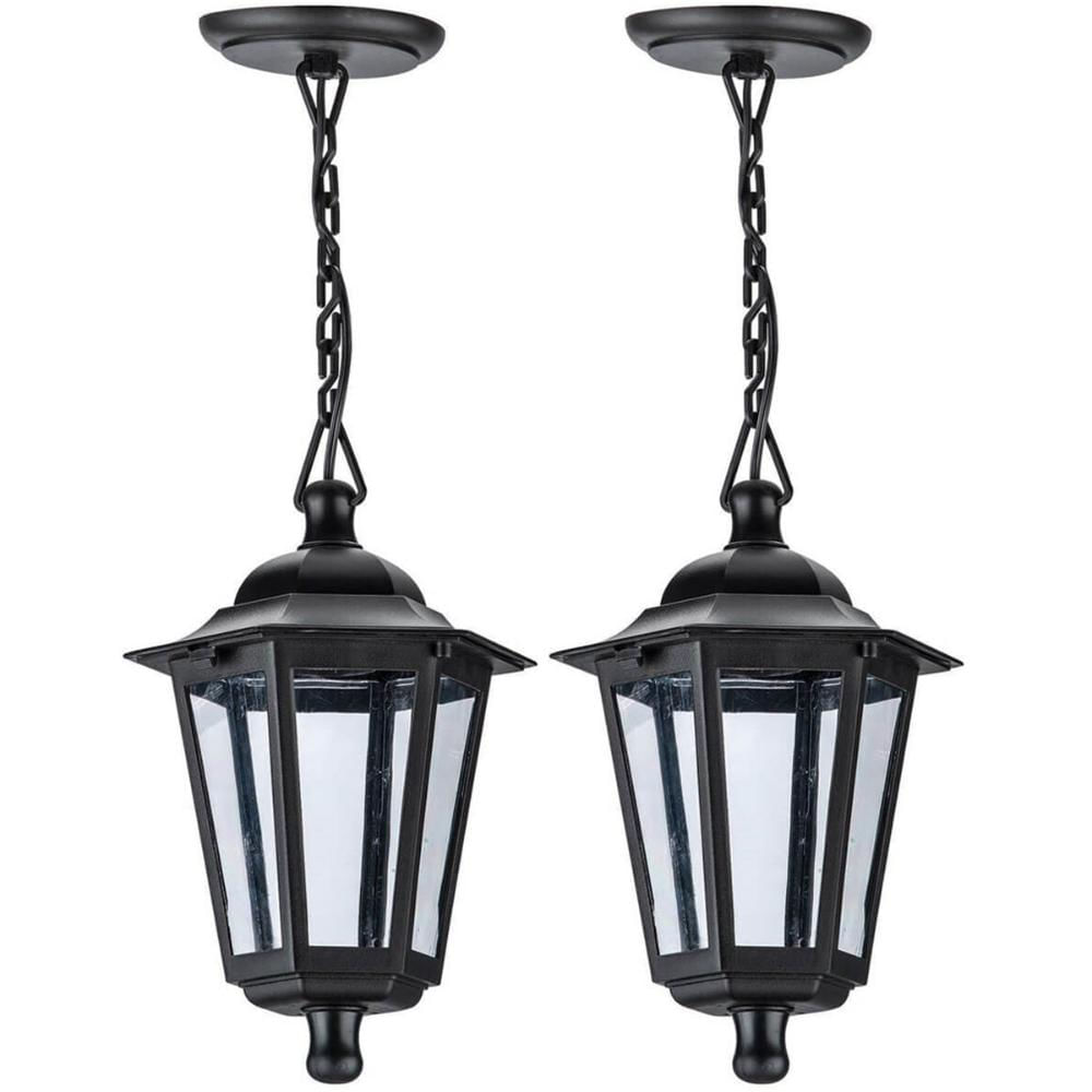 Kit 2 Pendentes Pretos Externos Gregos 18x58cm Lâmpada E27 Termoplástico Dital