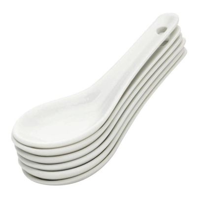 Conjunto 6 Colheres Finger Food Porcelana Lyor 20ml Branca Japonesa Couvert Branco