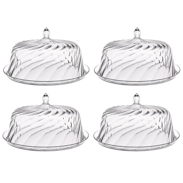 Kit 4 Porta Bolo com Cúpula 30cm Transparente Boleira Glassy Crippa Doces Sobremesas