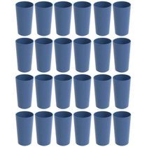 Conjunto 24 Copos Altos de Plástico 500ml Azul Madrugada Refeitório Escolar Lanche Crippa