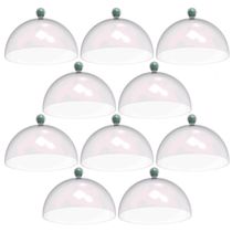 Kit 8 Cúpulas de Plástico 30cm Bolos Tortas Doces Padaria Café Hotel Verde Menta Crippa