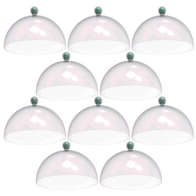 Kit 8 Cúpulas de Plástico 30cm Bolos Tortas Doces Padaria Café Hotel Verde Menta Crippa