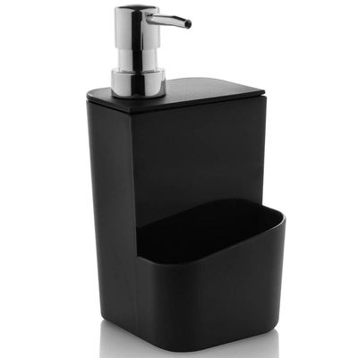 Kit Pia Cozinha Escorredor Pratos Lixeira 2,5L Porta Detergente Preto