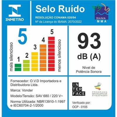 Soprador de Folhas e Aspirador Vonder Sav680 Elétrico 680w 220v