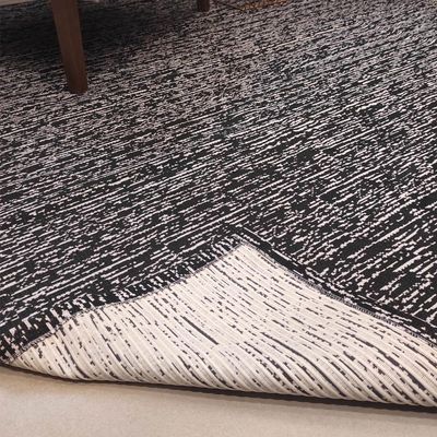 Tapete Poliéster Antiderrapante 200x250cm para Sala Preto Mesclado Jacquard Branyl