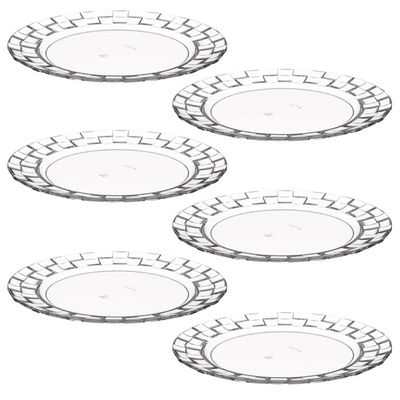Conjunto 6 Pratos Médios Plástico Transparente Lanches Sobre