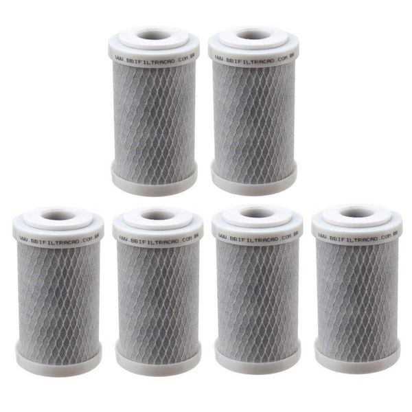 Kit 6 Refil Filtro 5 Polegada Carbon Block Carvão Ativado