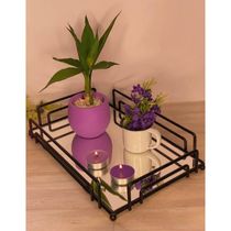 Bandeja Espelhada Decorativa Retangular 30x20cm Preto Fosco Banheiro Aparador Vienna