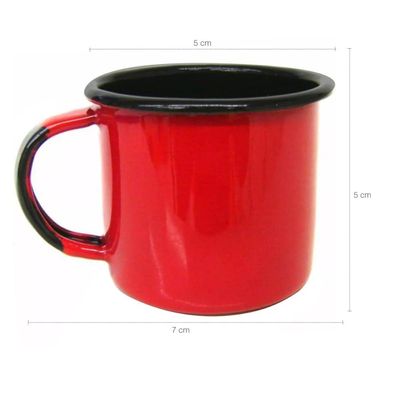 Caneca Xícara de 70ml Chá Café Esmaltadas Agata Cozinha Vermelho