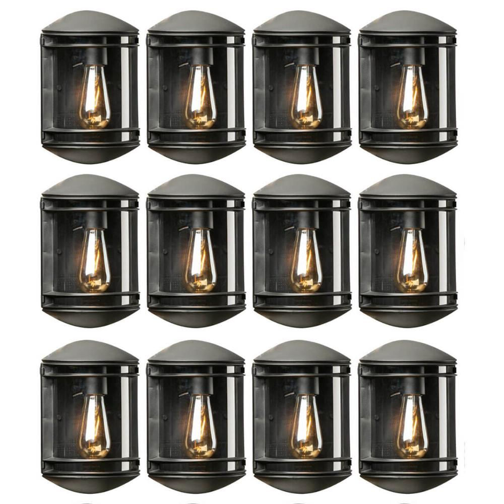 12 Arandelas Elegance Pretas Bivolt 19x25cm Luminárias Parede Dital Lente Transparente