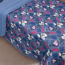 Edredom Portallar Casal Malha 100% Algodão Disney Mickey Simpático 2,00mx220m Azul Jeans