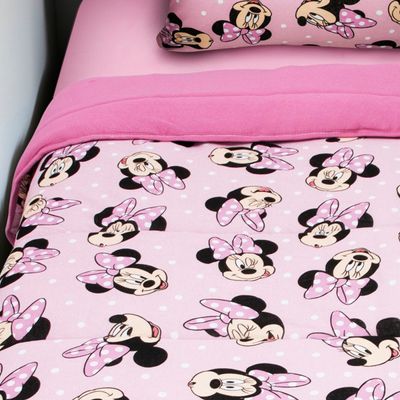 Edredom Portallar Casal Malha 100% Algodão Disney Big Minnie 2,00mx220m Rosa