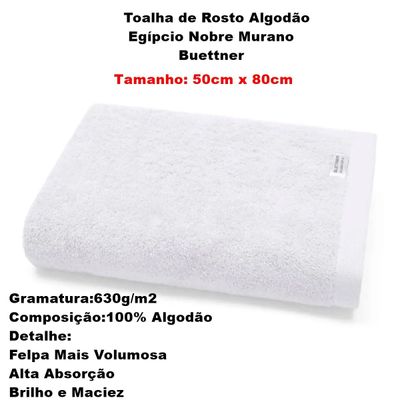 Toalha De Rosto Buettner Algodão Egípcio Nobre 50cmx80cm Murano Branca