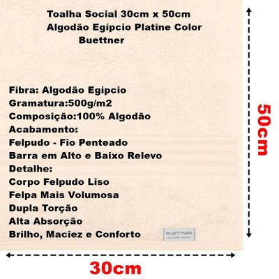 Toalha Social Buettner Platine Algodão Egípcio Color 30x50cm Marfim