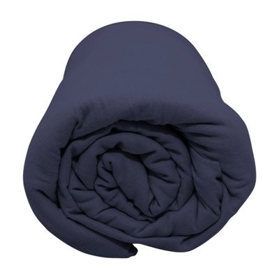 Lençol Com Elástico Queen Portallar Malha 100% Algodão Liso Linha Casa Azul Profundo