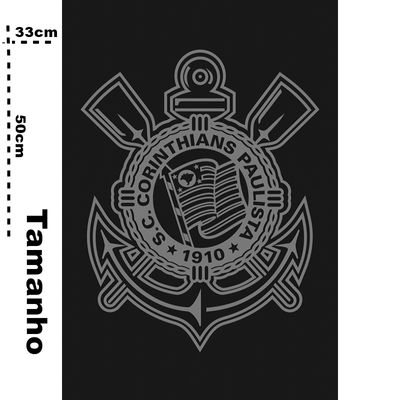 Toalha Social Academia e Mão Buettner Jacquard Veludo Futebol Corinthians 33cmx50cm Preto