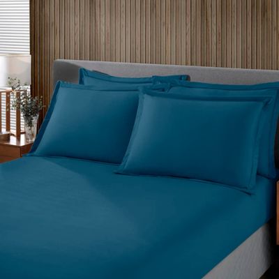 Jogo de Cama Buettner Solteiro Malha Liso 2 Peças Image Azul
