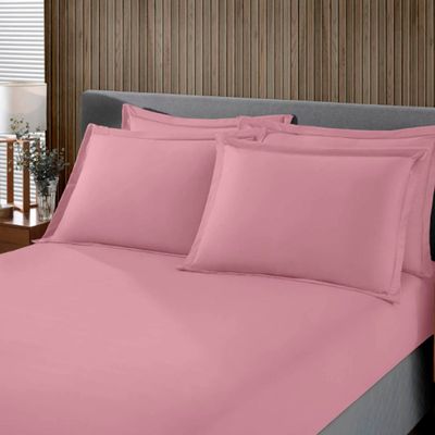 Jogo de Cama Buettner Solteiro Malha Liso 2 Peças Image Rose