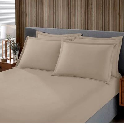 Jogo de Cama Buettner King Malha 100% Algodao Liso 3 Peças Image Bege