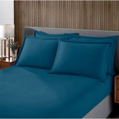 Jogo de Cama Buettner Casal Malha 100% Algodao Liso 3 Peças Image Azul