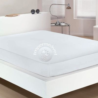 Protetor Colchão Buettner Solteiro Malha Impermeável 90cmx1,90mx30cm Branco