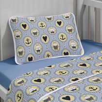 Jogo de Cama Tecebem Malha Berço Estampado Nino 3 Peças Azul