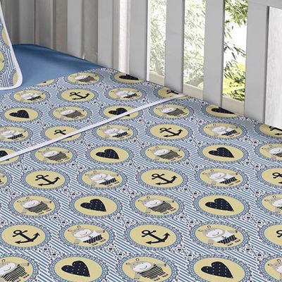 Jogo de Cama Tecebem Malha Berço Estampado Nino 3 Peças Azul