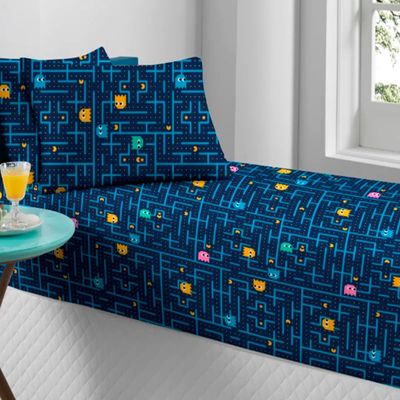 Jogo de Cama Solteiro Doce Vida Malha Misto Estampado com Elastico 2 Pçs Pac Pac Marinho