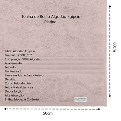 Toalha De Rosto Buettner Algodão Egípcio 50cmx80cm Platine Bege