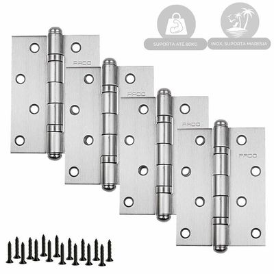 Dobradiça Porta Pado 4030 Inox Escovada Rolamentada 4 Peças
