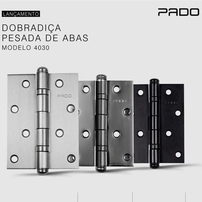 Dobradiça Porta Pado 4030 Inox Escovada Rolamentada 4 Peças