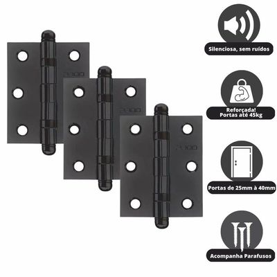 Dobradiça Com Rolamento Concept 3530 Pado Preto Texturizado