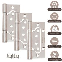 Dobradiça De Porta Sobrepor Com Rolamento Inox Escovado Silvana