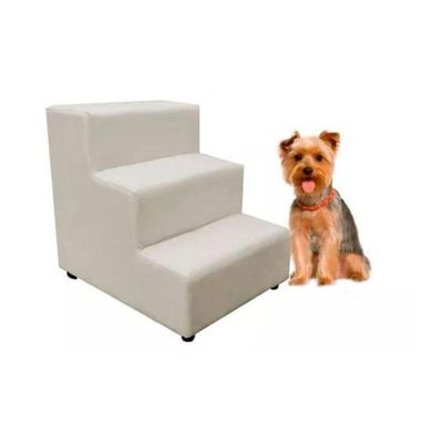 Escada Escadinha Pet Cachorro 3 Degraus Rampa Suede Dog Cor:bege