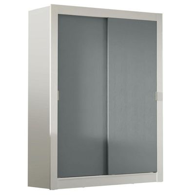Guarda-roupa Solteiro 2 Portas Branco/Cinza