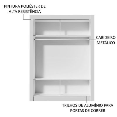 Guarda-roupa Solteiro 2 Portas Branco/Cinza