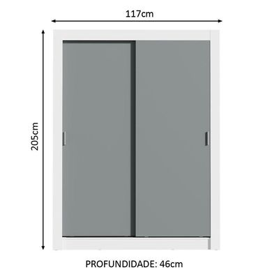Guarda-roupa Solteiro 2 Portas Branco/Cinza