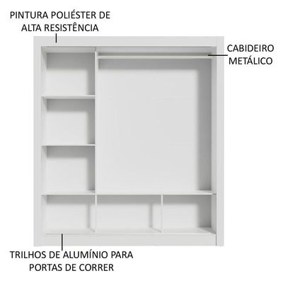 Guarda-roupa Casal Mônaco 3 Portas De Correr Branco/Cinza
