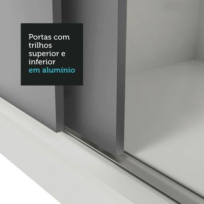 Guarda-roupa Casal Mônaco 3 Portas De Correr Branco/Cinza
