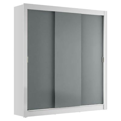 Guarda-roupa Casal Mônaco 3 Portas De Correr Branco/Cinza