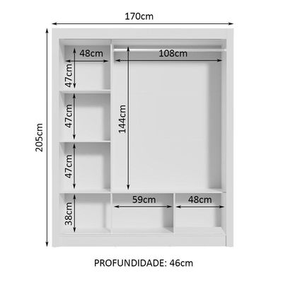 Guarda-roupa Casal Mônaco 3 Portas De Correr Branco/Cinza