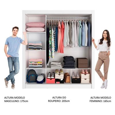 Guarda-roupa Casal Mônaco 3 Portas De Correr Branco/Cinza
