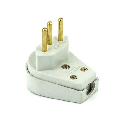 Plug Macho Tomada Elétrica 10a 90 Graus - Branco