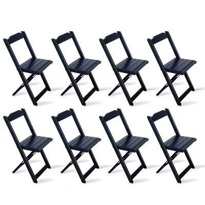 Kit 2 Jogos De Mesa Dobravel Com 4 Cadeiras Dobráveis De Madeira 70x70 Cm Preto Cor: Preto