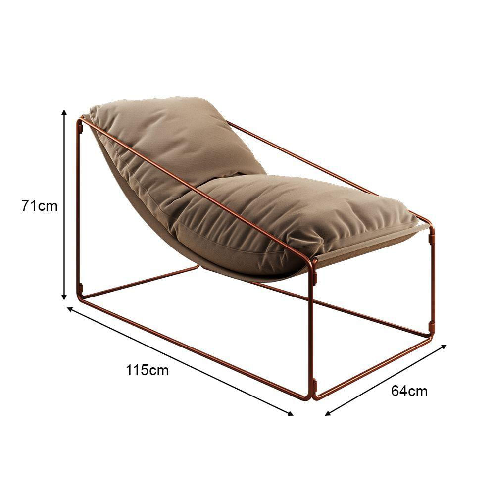 Espreguiçadeira Industrial Arpoador Com Almofada Cobre E Bege - Cor: Marrom