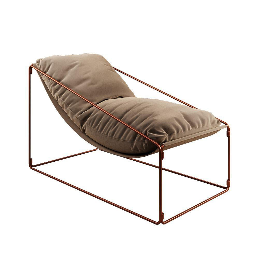 Espreguiçadeira Industrial Arpoador Com Almofada Cobre E Bege - Cor: Marrom