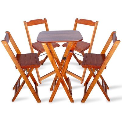 Conjunto De Mesa Bistro Dobravel Com 4 Cadeiras Imbuia Cor: Marrom