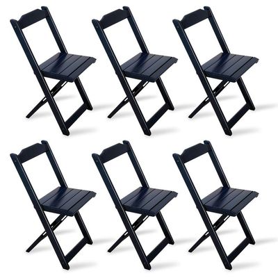 Conjunto De Mesa Dobrável 1,10x70 Com 6 Cadeiras Mais Mesa Aparador Preto