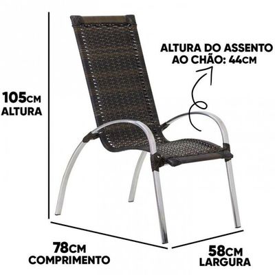 Jogo 3 Cadeiras Garden Alumínio área Jardim Piscina Trama Pedra Ferro